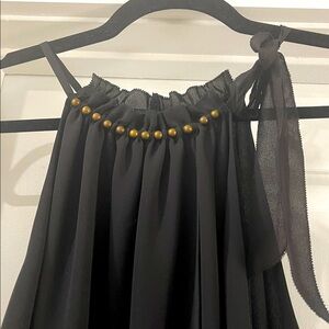 Goldray NWT Black Sleeveless TOP with brass bead accents.